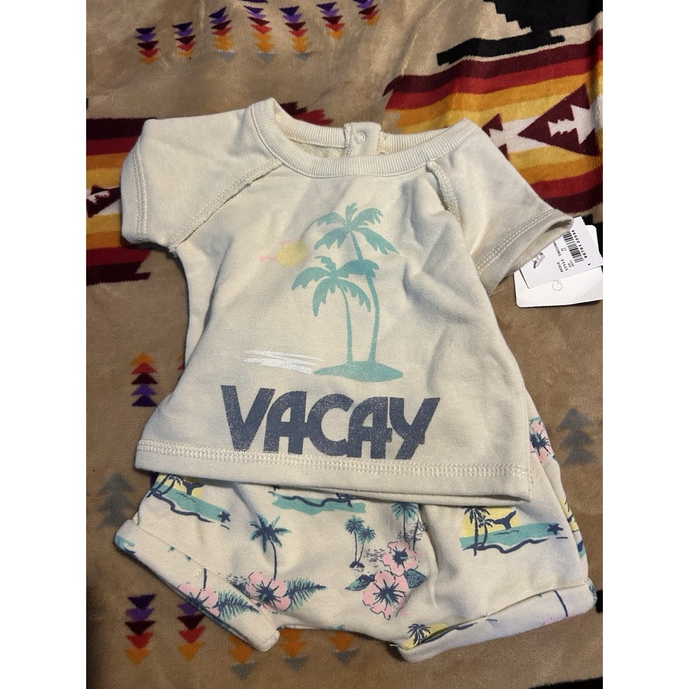 Grayson Mini Baby Vacay Outfit Set Newborn Palm Tree Tee & Shorts! NB! New